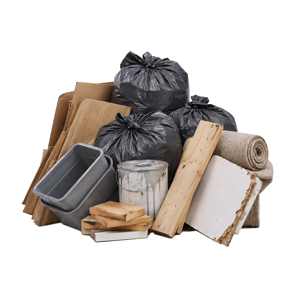 Mixed household rubbish ready for collection